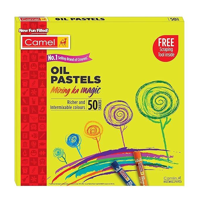 Camel Oil Pastel 50 Shades with Scraping Tool inside